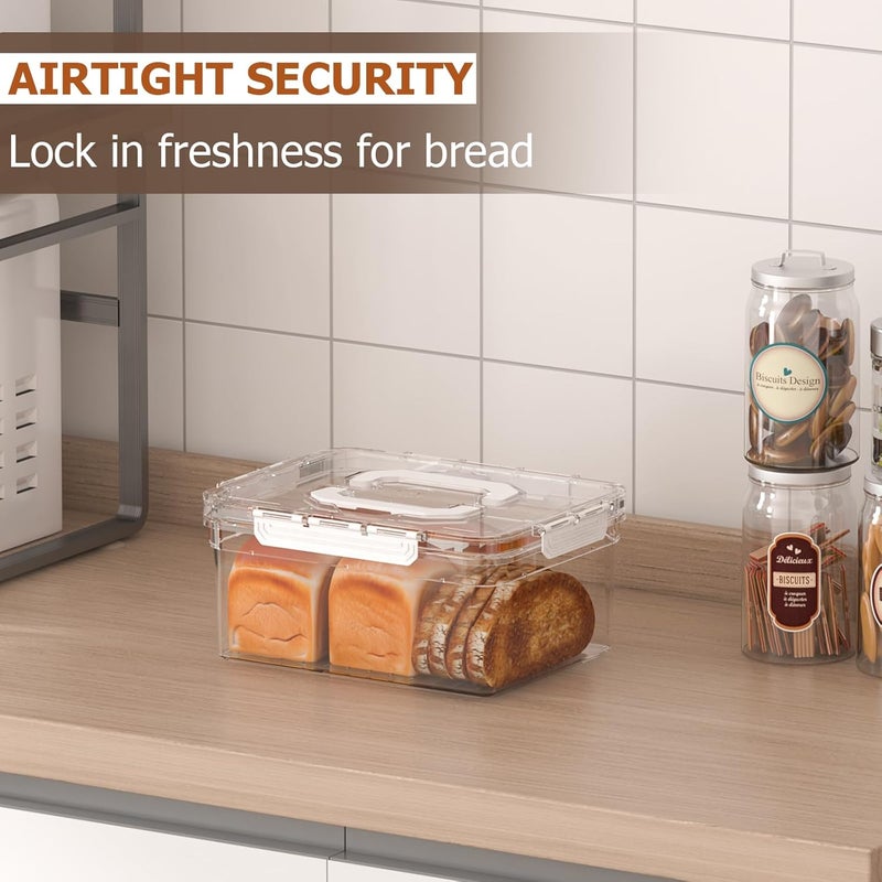 LLMRR Bread Box with Slicer & Ice Chilled Condiment Caddy, Portable Airtight Bread Storage Container with Lid Handle for Kitchen Counter, Bread Keeper for Homemade Bread,Toast, Bagel, Cookies, White - Image 5